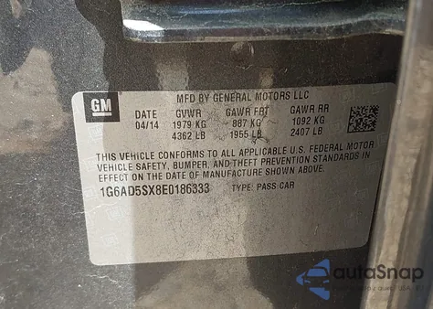 2014 Cadillac Ats Performance from USA, damaged, VIN 1G6AD5SX8E0186333